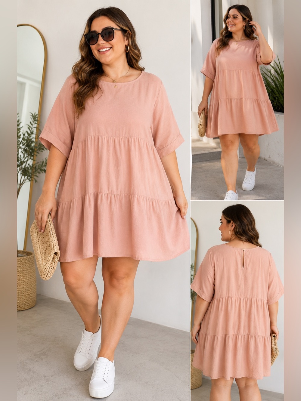 Cotton On Blush Pink Tiered Midi Dress